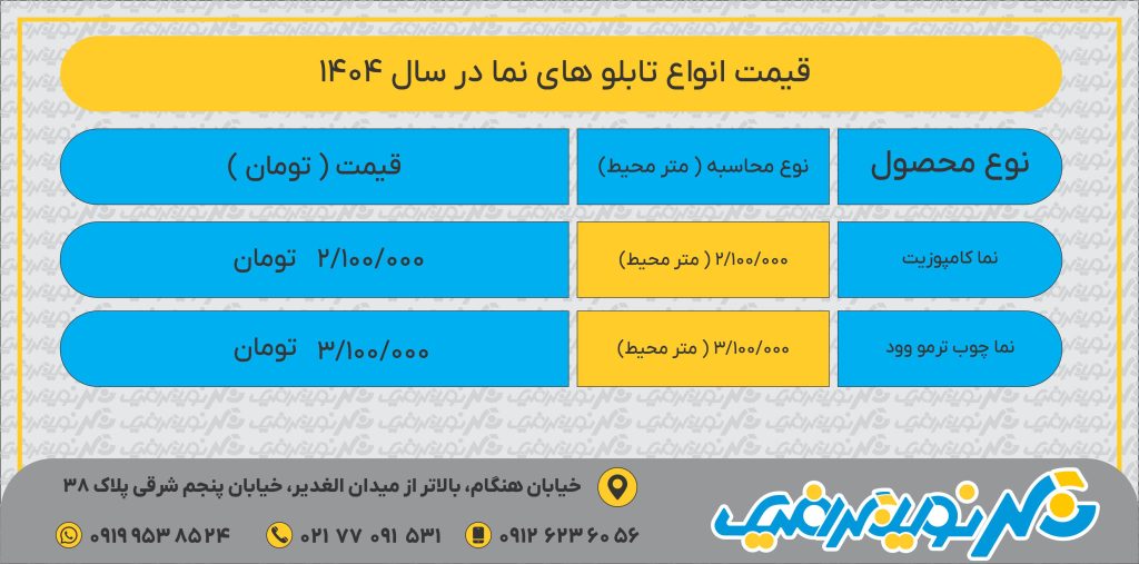 لیست قیمت 1404- تابلو نما
